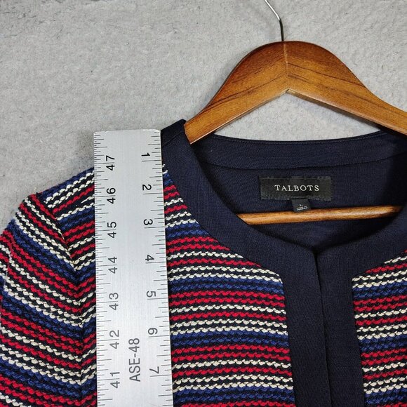 Talbots Blazer Womens Large Navy Red Striped Woven Tweed Stretch Business Casual - Picture 9 of 14